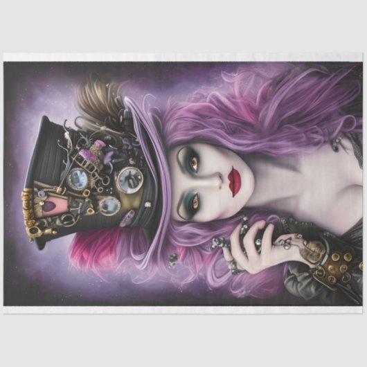 Lila Steampunk Beauty Seidenpapier (Vorderseite)