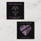 Lila Steampunk Hochzeitsgäste Reservierungen Infos Begleitkarte (Vorne/Hinten)