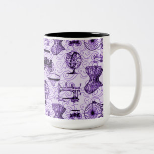 Lila Steampunk-Muster-Kaffeetasse Zweifarbige Tasse