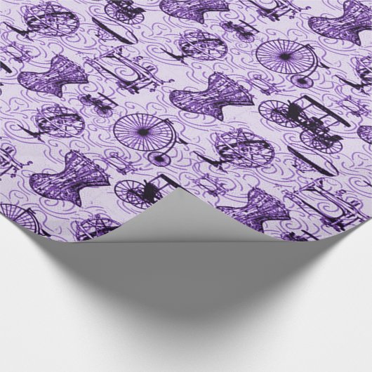 Lila Steampunk Muster-Verpackungs-Papier Geschenkpapier (Ecke)