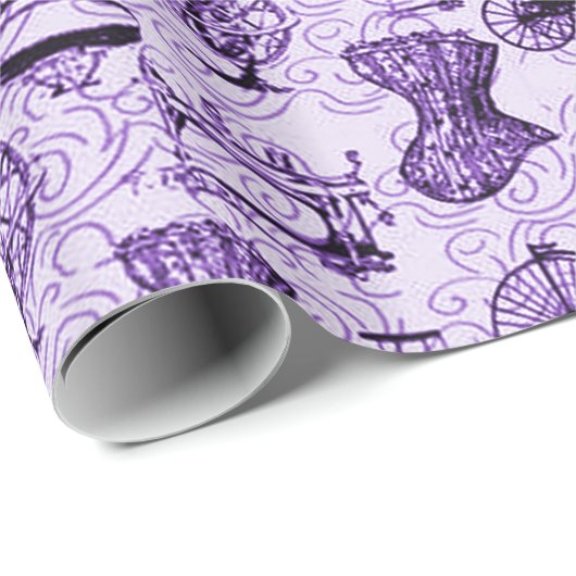 Lila Steampunk Muster-Verpackungs-Papier Geschenkpapier (Rolleneckpunkt)