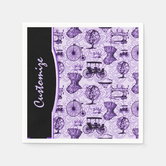 Lila Steampunk Pattern Napkins Serviette (Vorderseite)