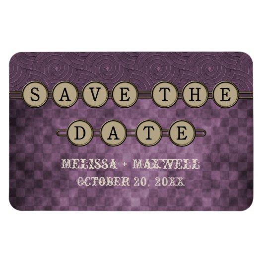 Lila Steampunktasten Save the Date Flexi Magnet (Horizontal)