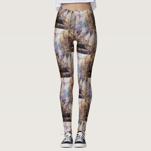 lila Steinplatten Leggings (Vorderseite)