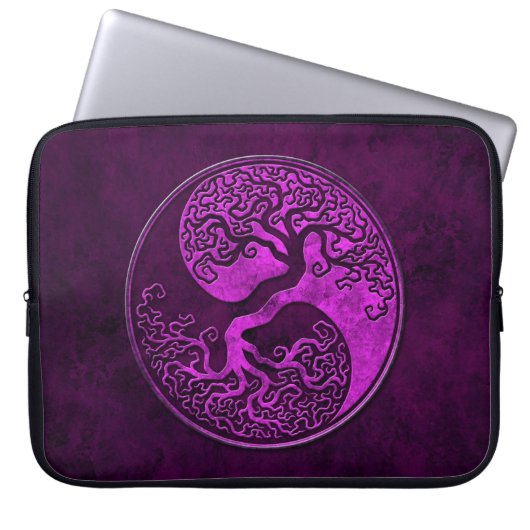 Lila SteinYin Yang Bäume Laptopschutzhülle (Vorderseite)
