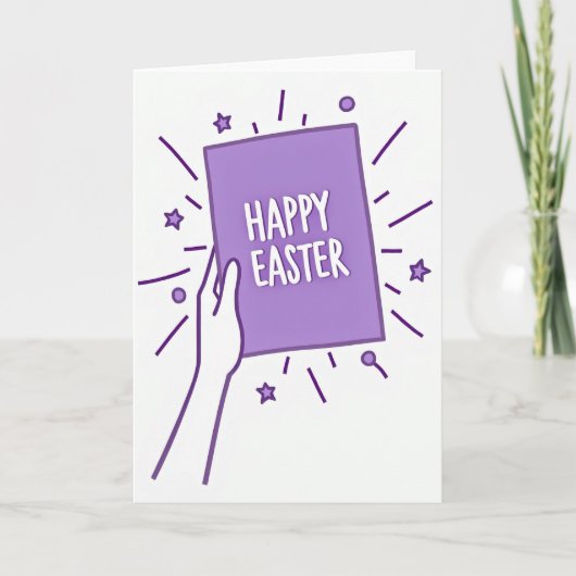 Lila Stern Happy Ostern Karte (Vorderseite)