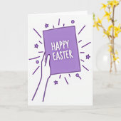 Lila Stern Happy Ostern Karte (Gelbe Blume)
