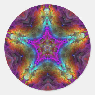 Lila STERN Mandala Runder Aufkleber