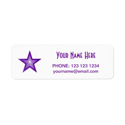 Lila Sternchen-Etikett "Name" klein weiß (Vorne)