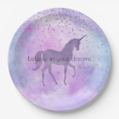 Lila Sterne Confetti Wasserfarben Pappteller (Vorderseite)