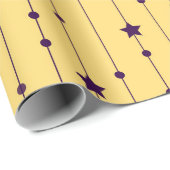 Lila Sterne Gelber Pop Kunst, Dichtung und Musik Geschenkpapier (Rolleneckpunkt)