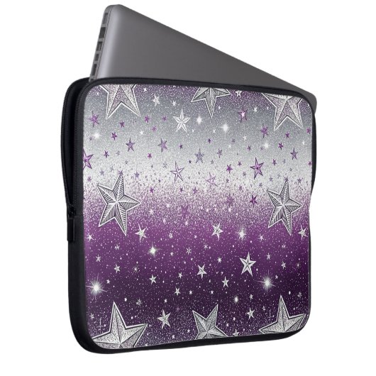 Lila Sterne Laptopschutzhülle (Vorne Rechts)