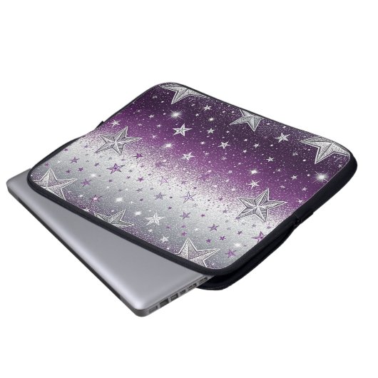 Lila Sterne Laptopschutzhülle (Vorne Knopf)