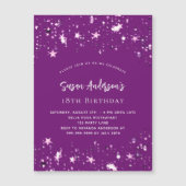Lila-Sterne-Luxus-Geburtstag Magneteinladung (Vorderseite)
