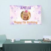 Lila Sterne Mädchen Glücklicher Geburtstag Foto Pa Banner (Messeveranstaltung)