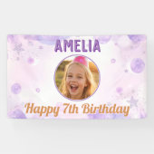Lila Sterne Mädchen Glücklicher Geburtstag Foto Pa Banner (Horizontal)