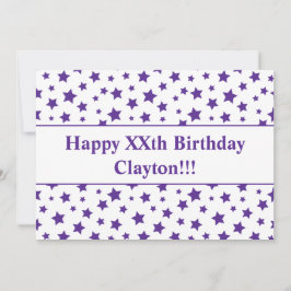 Lila Sterne mit Botschaft zum Geburtstag Einladung