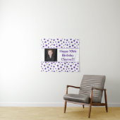 Lila Sterne mit Message Foto Geburtstag Wandteppich (Beispiel (Horizontal))