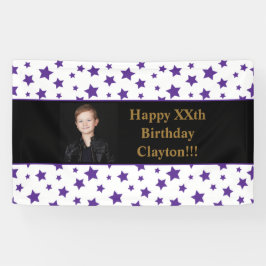 Lila Sterne mit Message Foto Geburtstagsbanner Banner