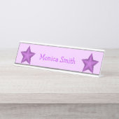 Lila Sterne mit vollem Namen Schreibtischnamensplakette (Vorderseite )