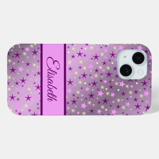 lila, sterne, personalize + case, case, case (Rückseite (Horizontal))