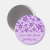 Lila Sterne "Save the Date" blasslila Magnet (Vorderseite/Rückseite)