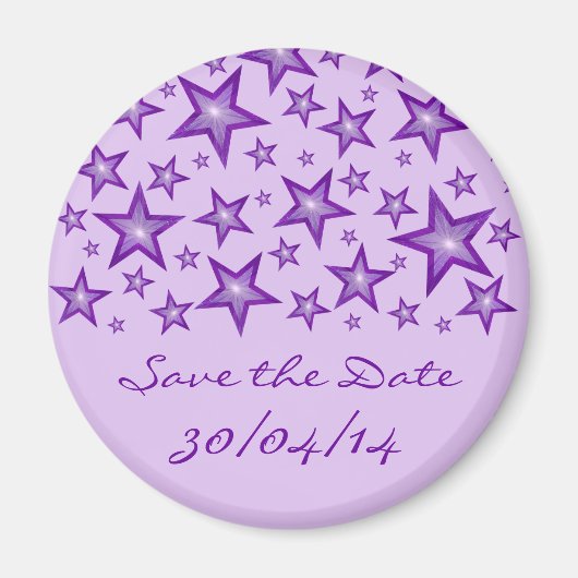 Lila Sterne "Save the Date" blasslila Magnet (Vorne)