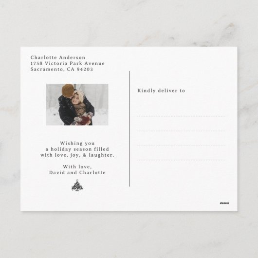 Lila Sterne Schnee Foto Frohe Weihnachten (Rückseite)