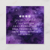 Lila Sternenastrologie Quadratische Visitenkarte (Rückseite)