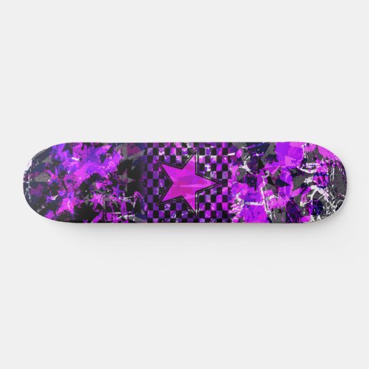 Lila-Sternenexplosion Skateboard (Horizontal)