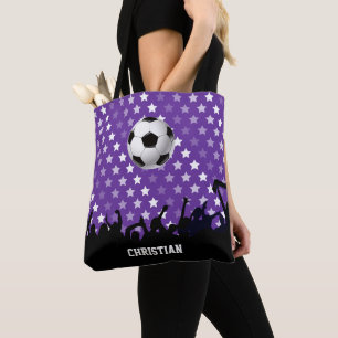 Lila Sternenfußball und Ball Tasche