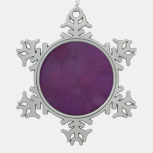 Lila Sternenhimmel Schneeflocken Zinn-Ornament