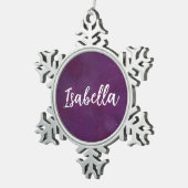 Lila Sternenhimmel Schneeflocken Zinn-Ornament (Rechts)