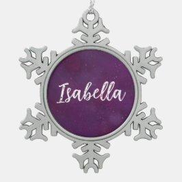 Lila Sternenhimmel Schneeflocken Zinn-Ornament