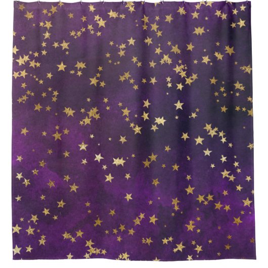 Lila Sternenzeit Duschvorhang (Vorderseite)