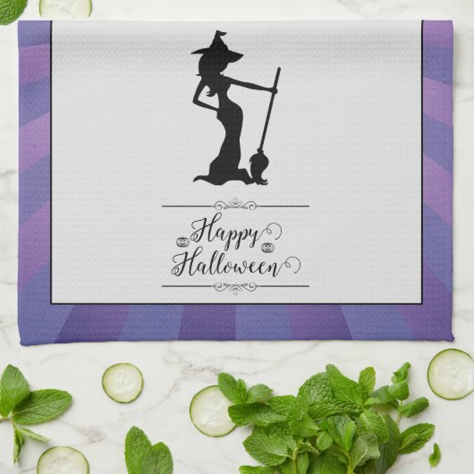 Lila Sternexplosion Hexe Halloween Geschirrtuch (Gefaltet)