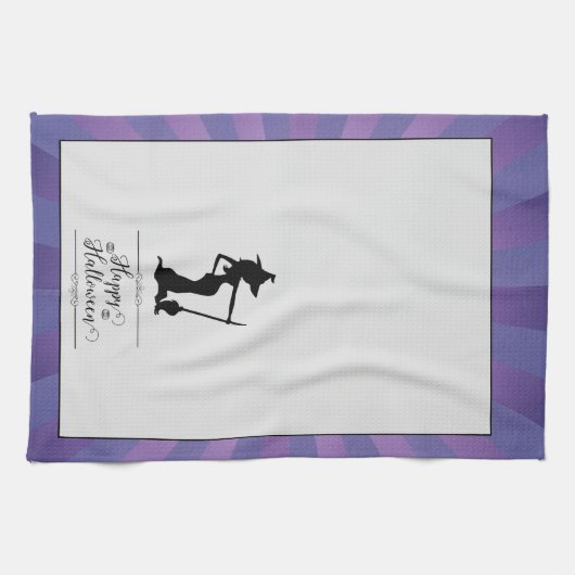 Lila Sternexplosion Hexe Halloween Geschirrtuch (Horizontal)