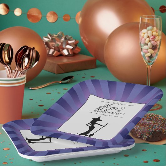 Lila Sternexplosion Hexe Halloween Pappteller (Multi)