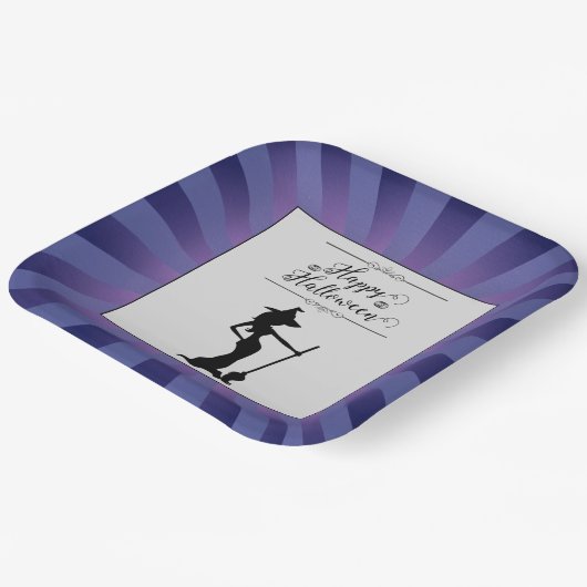 Lila Sternexplosion Hexe Halloween Pappteller (Gewinkelt)