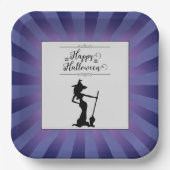 Lila Sternexplosion Hexe Halloween Pappteller (Vorderseite)