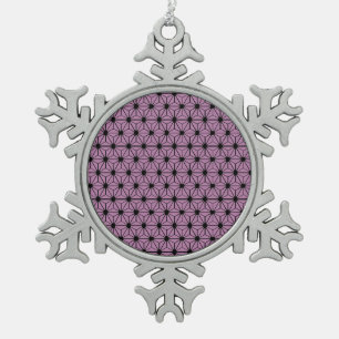 lila Sternmuster mit schwarzer Linie Schneeflocken Zinn-Ornament