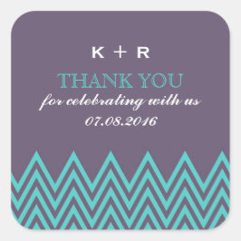 Lila Stickers der Gastgeschenk Hochzeit Zigzag Mus