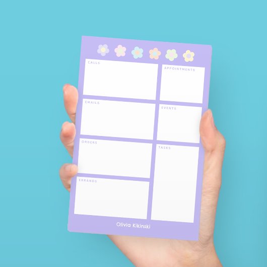 Lila Sticky Notes mit Pastell-Blume Post-it Klebezettel
