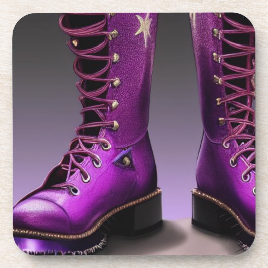 Lila Stiefel Getränkeuntersetzer (Vorderseite)