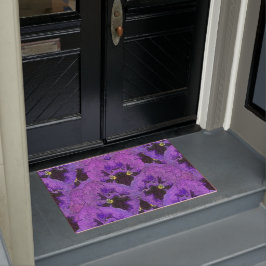 Lila Stiefmütterchen, abstrakte Malerei, Blumenkun Fußmatte