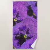 Lila Stiefmütterchen, abstrakte Malerei, Blumenkun Strandtuch (Vorderseite)