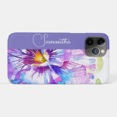Lila Stiefmütterchen Aquarell Blumen Mädchen Name  Case-Mate iPhone Hülle (Rückseite (Horizontal))