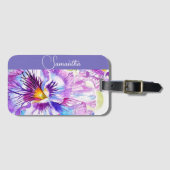 Lila Stiefmütterchen Aquarell Blumen Mädchen Name Gepäckanhänger (Vorderseite (Horizontal))