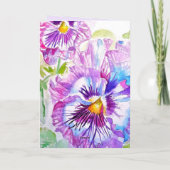 Lila Stiefmütterchen Aquarell Blumen Mädchen Name  Karte (Rückseite)