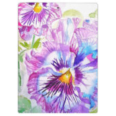 Lila Stiefmütterchen Aquarell Blumen Mädchen Name Klemmbrett (Rückseite)